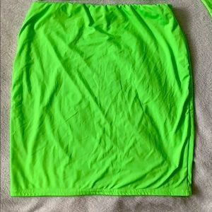 Neon green two-piece skirt and cropped top set